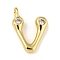 Rack Plating Brass Micro Pave Cubic Zirconia Pendants, Cadmium Free & Lead Free, Long-Lasting Plated, Real 18K Gold Plated, Letter V, 22x16x5mm, Hole: 2.8mm