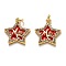 Brass Clear Cubic Zirconia Pendants, Long-Lasting Plated, with Enamel and Jump Ring, Star, Real 18K Gold Plated, 16x14.5x2.5mm