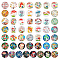 Glass Cabochons, Half Round/Dome, Mushroom Pattern, 25mm, about 50pcs/bag, 1 bag/box
