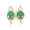 Brass Micro Pave Clear Cubic Zirconia Peg Bails Pendants, with Jade, Dyed, for Half Drilled Bead, Nickel Free, Oval, Real 18K Gold Plated, 32x13x9mm, Hole: 2mm, Pin: 0.8mm