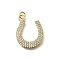 Brass Micro Pave Cubic Zirconia Pendants, U Shape, Cadmium Free & Lead Free, Rack Plating, Long-Lasting Plated, with Jump Ring, Real 18K Gold Plated, 23.5x18.5x2.4mm, Hole: 3.4mm