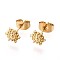 304 Stainless Steel Sun Stud Earrings for Women, Real 18K Gold Plated, 7x6mm, Pin: 0.7mm