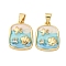Brass Micro Pave Cubic Zirconia Pendants, Marine Life, with Enamel, Cadmium Free & Lead Free, Rack Plating, Long-Lasting Plated, Real 18K Gold Plated, 17.5x13.5x3mm, Hole: 3.5x4.5mm
