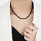 Chic 4MM Round Natural Black Onyx(Dyed and Heated) Beaded Necklaces for Women, with Stainless Steel Collar Chains, 15.75 inch(40cm)