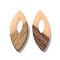 Opaque Resin & Walnut Wood Pendants, Horse Eye Charms, PeachPuff, 38x15.5x3.5mm, Hole: 2mm