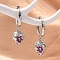 Brass Cubic Zirconia Hoop Earrings, Lead Free & Cadmium Free, Platinum, Strawberry, 26x8mm