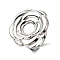 Adjustable 304 Stainless Steel Open Cuff Ring Components, Bezel Cup Ring Settings, Flower, Non-Tarnish, Stainless Steel Color, Tray: 8mm, Inner Diameter: 18mm, Flower: 27.5x29mm