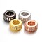 Brass Micro Pave Cubic Zirconia Beads, Large Hole Rondelle Beads, Lead Free & Nickel Free, Clear, Mixed Color, 8.5x4mm, Hole: 4.5mm