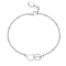 Non-Tarnish Heart & Dog Paw Stainless Steel Satellite Chain Bracelets for Women, Stainless Steel Color