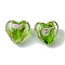 Luminous Handmade Gold Sand Lampwork Beads, Glow in the Dark, Heart, Lime Green, 20.5x20.5x12mm, Hole: 1.6mm