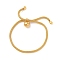 PVD Vacuum Plating 304 Stainless Steel Round Charm Slider Bracelet with Round Mesh Chain for Women, Golden, Inner Diameter: 3/8~3-1/8 inch(0.9~7.9cm)