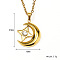 Retro Stainless Steel Clear Cubic Zirconia Moon Pendant Cable Chain Necklaces for Women, Golden