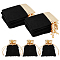Rectangle Velvet Jewelry Pouches Bags, Gift Drawstring Bags, Black, 10x7x0.3cm, 25pcs/bag