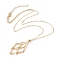 Brass Macrame Pouch Empty Stone Holder for Pendant Necklaces Making, with Cable Chains & Lobster Claw Clasp, Real 18K Gold Plated, 23-5/8 inch(60cm)