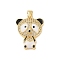 Brass Micro Pave Cubic Zirconia Pendants, with Enamel, Cadmium Free & Nickel Free & Lead Free, Real 18K Gold Plated, Panda, White, 26.5x19.5x5.5mm, Hole: 4x3mm