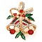 Christmas Theme Enamel Pins, Golden Alloy Rhinestone Brooches for Backpack Clothes, Colorful, 46x35mm