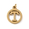 304 Stainless Steel Charms
with Jump Ring, Golden, Ring with Letter Charm, Letter T, 14.5x12x1.5mm, Hole: 3mm