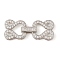 Rack Plating Brass Micro Pave Clear Cubic Zirconia Fold Over Clasps, Long-Lasting Plated, Lead Free & Cadmium Free, Platinum, 32x13x3mm