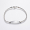 Tarnish Resistant 304 Stainless Steel Link Bracelets, ID Bracelets, with Lobster Clasp, Faceted, Rectangle, Stainless Steel Color, 180mm