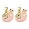 Brass Micro Pave Cubic Zirconia Enamel Pendants, Cadmium Free & Lead Free, Snail Charms, Real 18K Gold Plated, 15.5x12x3mm, Hole: 5x2.5mm