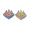 Ion Plating(IP) 304 Stainless Steel Pendants, Eye with Skull Charm, Rainbow Color, 23.5x25x2mm, Hole: 2.8mm