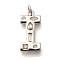 Brass Micro Pave Clear Cubic Zirconia Pendants, with Jump Ring, Lead Free and Cadmium Free, Long-Lasting Plated, Rack Plating, Letter Charms, Platinum, Letter I, 20x9.5x2.7mm, jump ring: 5x1mm, 3mm inner diameter.