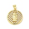 Brass with Cubic Zirconia Pendants, Cadmium Free & Lead Free, Round, Clear, 22x20x3.4mm, Hole: 5x3.5mm