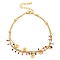 Boho 304 Stainless Steel Enamel Anklets, Double Layer Anklets, Flower, 7-7/8~8-1/4 inch(20~21cm)