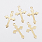 304 Stainless Steel Pendants, Cross, Real 18K Gold Plated, 18x11x0.5mm, Hole: 1.2mm
