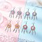 Flat Round with Feather Handmade Glass Seed Beads Chandelier Earrings, with 304 Stainless Steel Earring Hooks & Alloy, Antique Silver, Mixed Color, 83x28.5mm, 4pairs/set