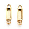 304 Stainless Steel Connector Cabochon Settings, Rectangle, Ion Plating(IP), Real 18K Gold Plated, Tray: 5x1.6mm, 10x2.5x1.5mm, Hole: 1~1.2mm