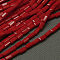 Opaque Glass Beads Strands, Faceted, Cuboid, Red, 7x3x3mm, Hole: 1mm, about 80pcs/strand, 52cm