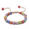 Adjustable Unisex Synthetic Imperial Jasper Cube Braided Bead Bracelets, Colorful
