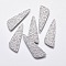 Non-Tarnish 304 Stainless Steel Pendants, Triangle with Flower, Stainless Steel Color, 40x13x1mm, Hole: 1mm
