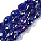 Transparent Electroplate Glass Beads Strands, AB Color Plated, Faceted, Teardrop, Dark Blue, 5~6x4mm, Hole: 0.9mm, about 65~67pcs/strand, 15.35~16.4''(39~41cm)