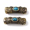 Rack Plating Brass Beads, with Synthetic Turquoise Beads, Cadmium Free & Lead Free, Tube with Butterfly, Blue, Brushed Antique Bronze, 25x11.5mm, Hole: 5.5mm