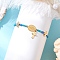 Adjustable Nylon Cord Braided Beads Bracelets, 304 Stainless Steel Virgin Mary Link & Cross Charm Bracelets for Women, with Glass Seed Beads, Light Sky Blue, Inner Diameter: 2-3/8~3-3/8 inch(6~8.5cm)