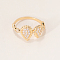 Brass Micro Pave Cubic Zirconia Cuff Rings for Women, Teardrop, Golden, 10mm, Inner Diameter: 16mm~18mm