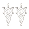 Non-Tarnish 201 Stainless Steel Pendants, Laser Cut, Flower Charm, Stainless Steel Color, 41x20.5x1mm, Hole: 1.8mm