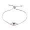 Adjustable Brass Micro Pave Cubic Zirconia Bolo Bracelets, Slider Bracelets, with Box Chains, Eye, Platinum, Inner Diameter: 5/8~2-7/8 inch(1.5~7.2cm)