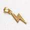 Lightning Bolt Brass Micro Pave Cubic Zirconia Pendants, Golden, 21.5x8x1.5mm, Hole: 4x3.5mm