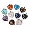 Heart Natural & Synthetic Mixed Stone Pendants, with Platinum Plated Brass Pendant Settings, 36x31~33mm, Hole: 6mm