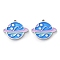304 Stainless Steel Enamel Pendants, Planet Charm, Stainless Steel Color, 15x17.5x1.5mm, Hole: 1mm