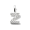 925 Sterling Silver with Cubic Zirconia Charms, Letter, Letter Z, 10.5x5x1.5mm, Hole: 2.5x1.5mm