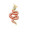 Brass Micro Pave Cubic Zirconia Enamel Pendants, with Jump Ring, Snake, Real 18K Gold Plated, FireBrick, 30.5x15x4mm, Hole: 3mm