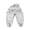 Brass Micro Pave Clear Cubic Zirconia Charms, Shoe, Cadmium Free & Lead Free, Long-Lasting Plated, Rack Plating, with Jump Ring, Platinum, 21x15x4mm, Hole: 3mm
