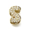 Brass Micro Pave Cubic Zirconia Letter Multi-Strand Links, Lead Free & Cadmium Free, Real 18K Gold Plated, Letter S, 8.5x6x4.5mm, Hole:  3.5x1.5mm