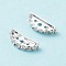 Brass Middle East Rhinestone Bridge Spacers, with 7pcs Clear Rhinestone Beads and 3 Holes, Nickel Free, Moon, Silver Color Plated, 19x7x3mm, Hole: 1.2mm