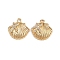 Brass Micro Pave Clear Cubic Zirconia Pendnats, Shell Shape, Real 18K Gold Plated, 16x15.5x4mm, Hole: 1mm
