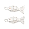 Brass Micro Pave Clear Cubic Zirconia Pendants, Fish Charms, Silver, 22x9x5mm, Hole: 1mm
